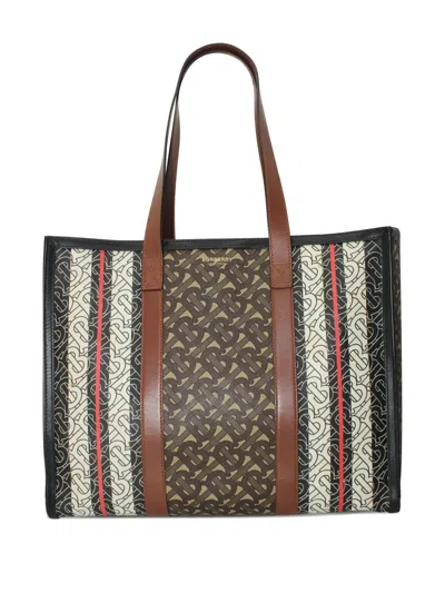 Pre-owned Burberry Monogram-pattern Tote Bag In Brown