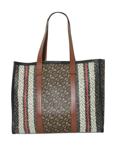Pre-owned Burberry Monogram-pattern Tote Bag In Brown