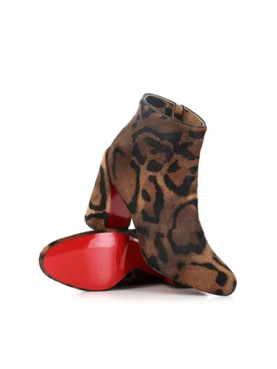 Christian Louboutin Jane Leopard Calf Hair Red Sole Booties In Animal Print