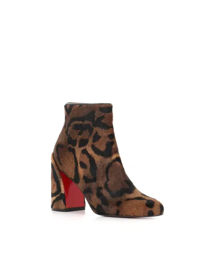 Christian Louboutin Jane Leopard Calf Hair Red Sole Booties In Animal Print