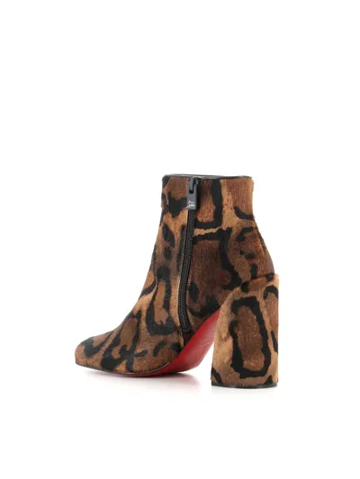 Christian Louboutin Jane Leopard Calf Hair Red Sole Booties In Animal Print