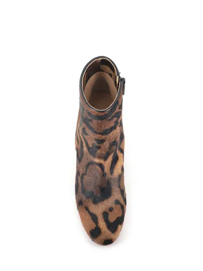 Christian Louboutin Jane Leopard Calf Hair Red Sole Booties In Animal Print
