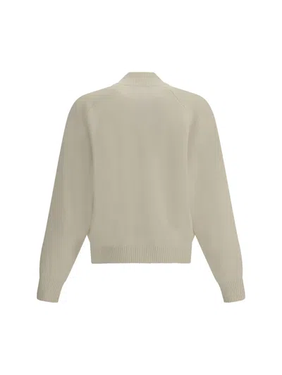 Jacquemus Soft Knit Cardigan Embroidered Detail In Neutral