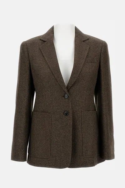 Max Mara Brown Single-breasted Jacket In Wool Tweed In Green