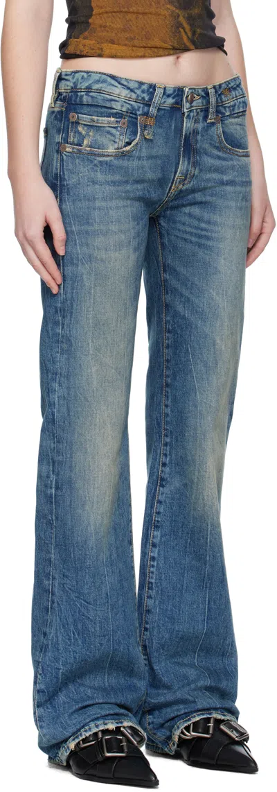 R13 Blue Boy Flare Jeans In Blue