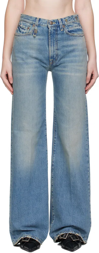 R13 Blue Flare Jeans In Blue