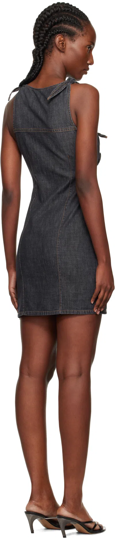 Coperni Floral Bow Detail Sleeveless Mini Dress In Gray