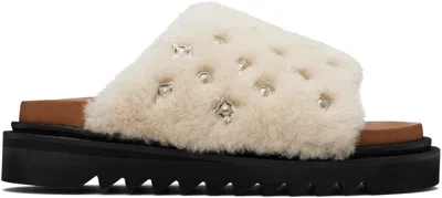 Toga Virilis Off-white Shearling Sandals In Neutral