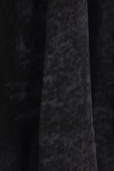 Diesel Full Skirt In Lasered Cotton-hemp Denim In Black