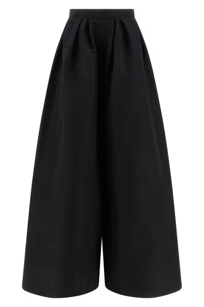 Carolina Herrera High Waist Wide Leg Pleated Trousers In Black