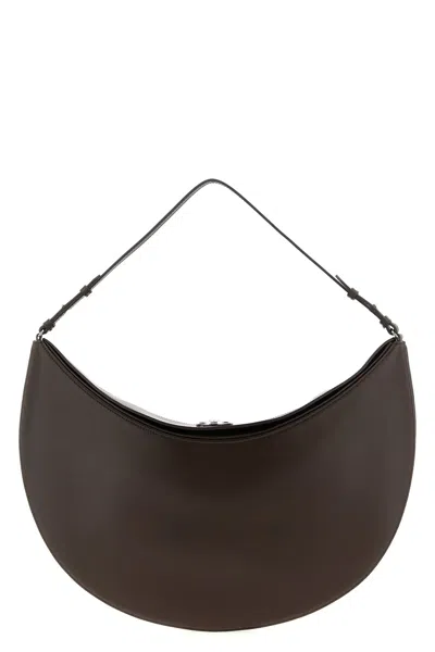 Jacquemus Le Calisso Rond Large Brown Shoulder Bag With Adjustable Strap And Embossed Logo In Leathe In Brown