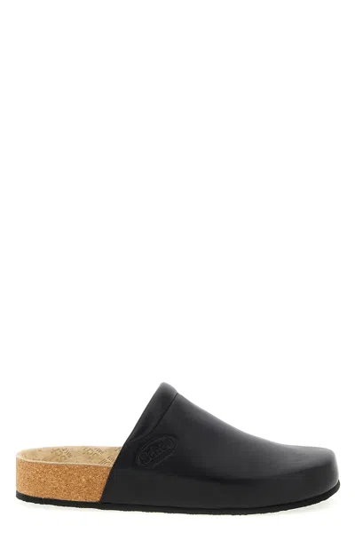Balenciaga Men Leather Mules With Cork Insole In Black