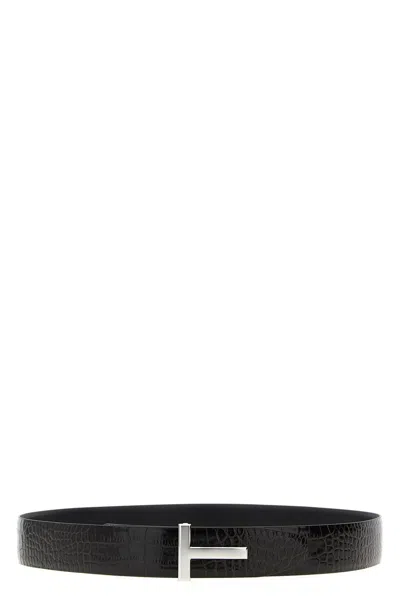 Tom Ford Reversible Crocodile Leather Belt Belts Brown In Brown