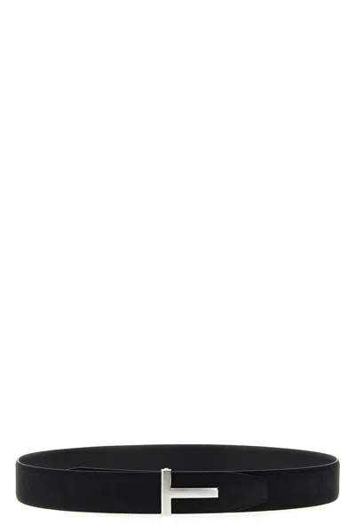 Tom Ford Logo Reversible Belt Belts Multicolor In Black