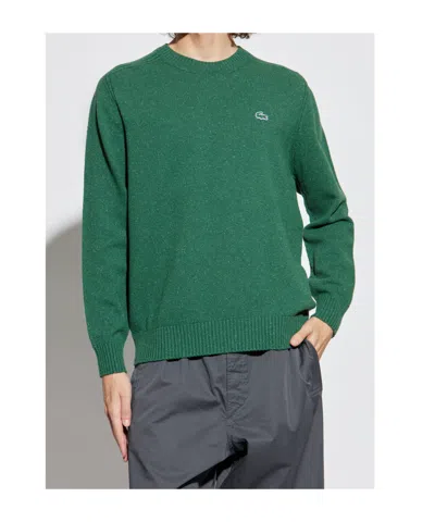 Lacoste Green Brushed Cotton Sweatshirt In Gold