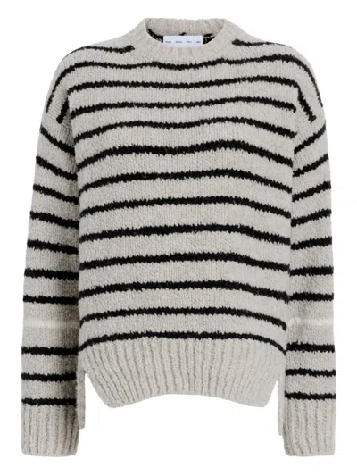 Proenza Schouler White Label Leonie Sweater In Stripe Wool In Gray