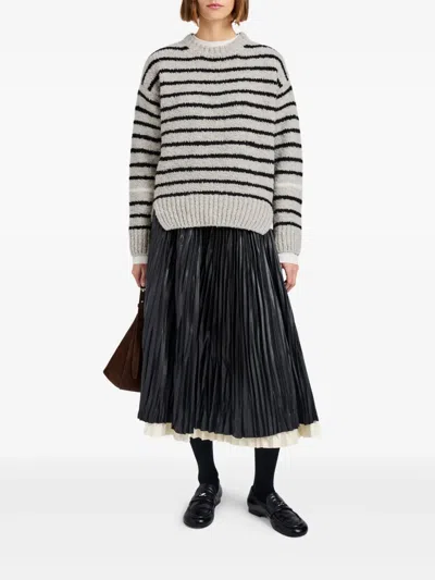 Proenza Schouler White Label Leonie Sweater In Stripe Wool In Gray