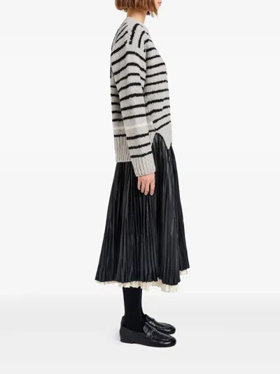 Proenza Schouler White Label Leonie Sweater In Stripe Wool In Gray