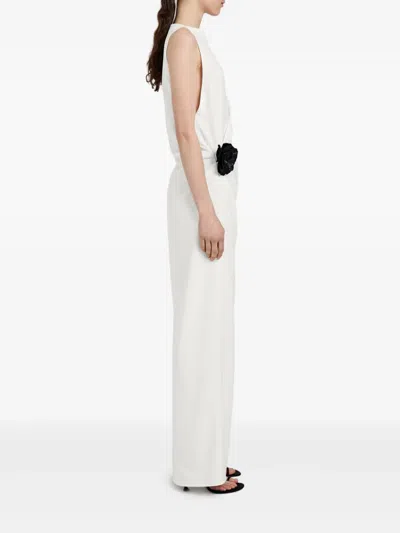 Proenza Schouler Rose-embellished Draped Maxi Evening Dress In White