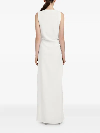Proenza Schouler Rose-embellished Draped Maxi Evening Dress In White
