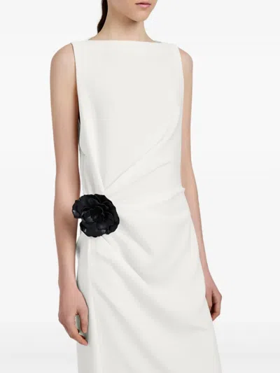 Proenza Schouler Rose-embellished Draped Maxi Evening Dress In White