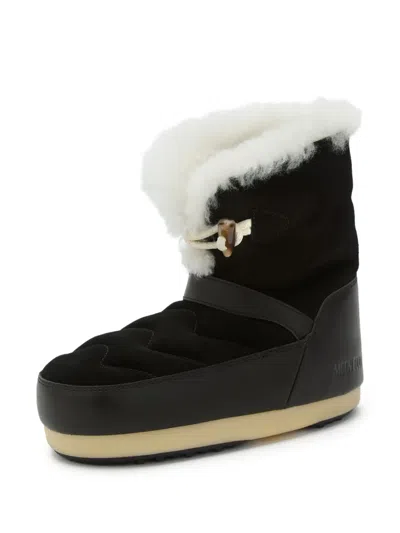 Moon Boot Evx Quilted Shearling Boots In Black