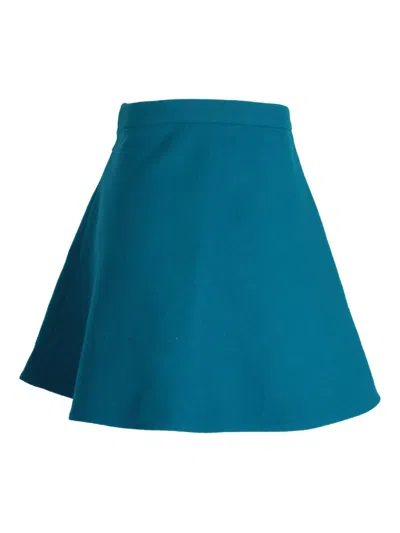 Pre-owned Miu Miu A-line Mini Skirt In Blue