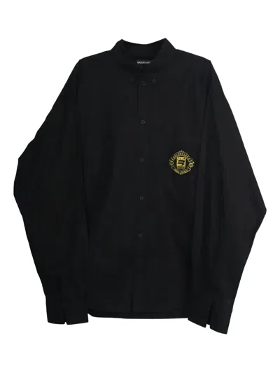 Pre-owned Balenciaga Quest Logo-embroidered Shirt In Black