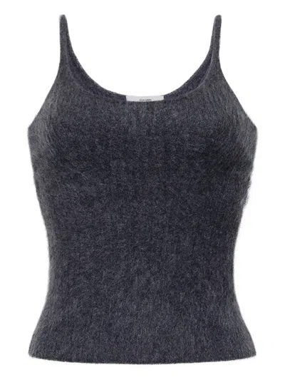 Adam Lippes Brushed Cashmere Spaghetti-strap Top In Black