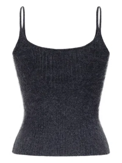 Adam Lippes Brushed Cashmere Spaghetti-strap Top In Black