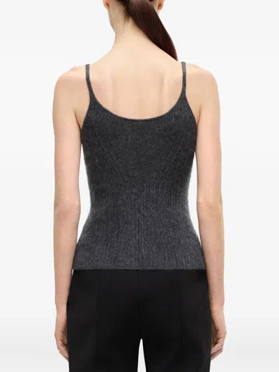 Adam Lippes Brushed Cashmere Spaghetti-strap Top In Black