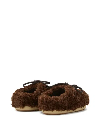 Moon Boot Evx Shearling Lace-up Mules In Brown