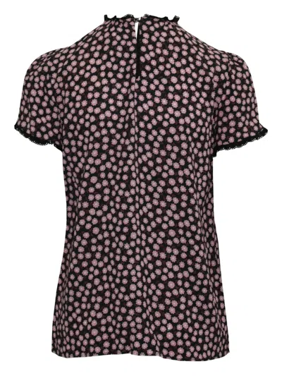 Pre-owned Miu Miu Floral-print Lace-trim Blouse In Pink