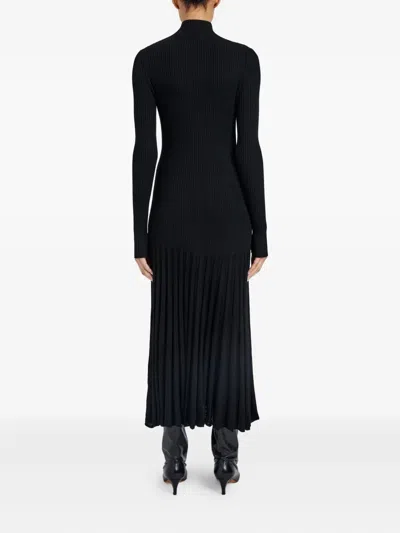 Proenza Schouler Jada Turtleneck Drop-waist Button-front Maxi Dress In Multi