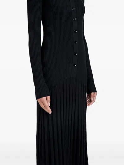 Proenza Schouler Jada Turtleneck Drop-waist Button-front Maxi Dress In Multi