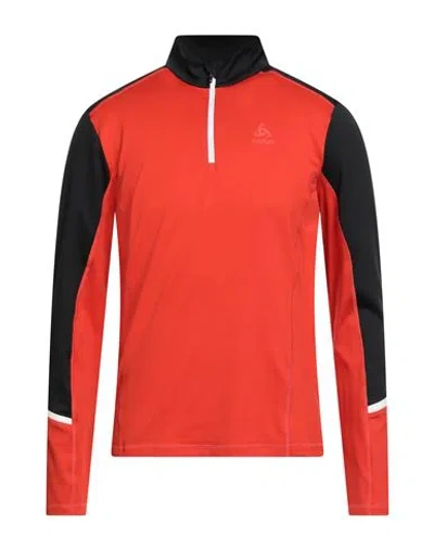 Odlo Man Sweatshirt Tomato Red Size Xxl Polyester, Elastane In Red