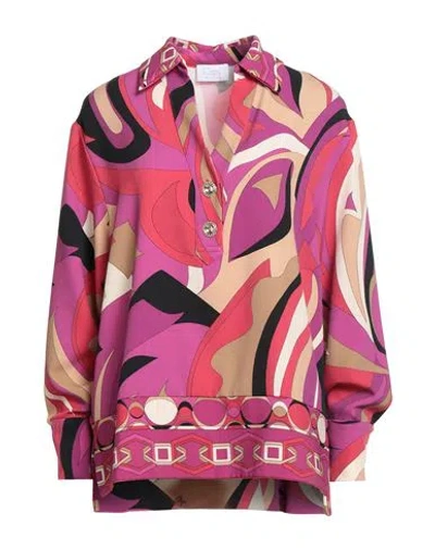 Clips More Woman Top Mauve Size 12 Polyester, Elastane In Multi