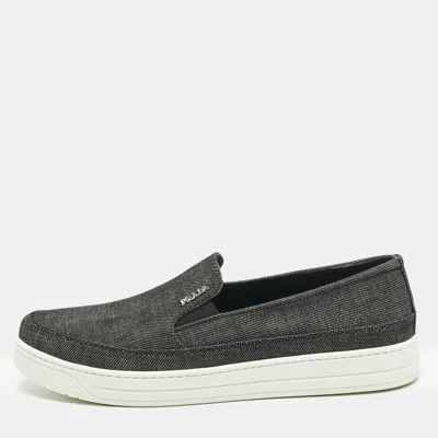 Pre-owned Prada Black Denim Slip On Sneakers Size 40
