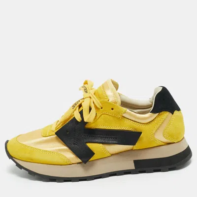 Pre-owned Off-white Yellow Fabric And Suede Hg Runner Sneakers Size 39