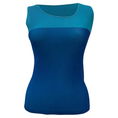Pleats Please Issey Miyake  Tank Top In Blue Polyester In Gold