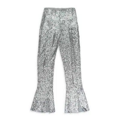 Norma Kamali Silver Overlapping Sequin Spat Leggings In Gray