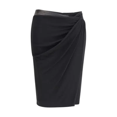 Versace Draped Jersey Skirt In Black