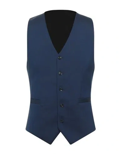 Tiger Of Sweden Man Tailored Vest Midnight Blue Size 34 Wool, Elastane In Blue