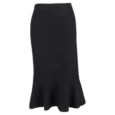 Max Mara Peplum Midi Skirt In Black Wool In Black