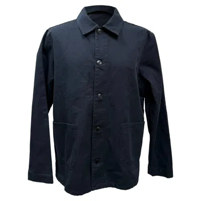 Apc A. P.c. Button Up Jacket In Navy Blue Cotton In Gold