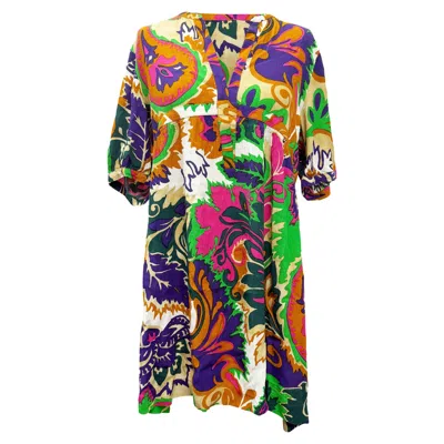 Ba&sh Ba & Sh Nilly Printed Gathered Mini Dress In Multicolor Viscose In Gold