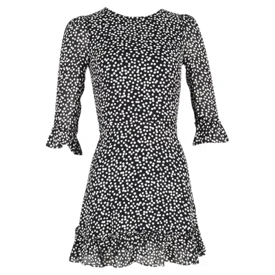 Reformation Doutzen Polka-dot Mini Dress In Black Viscose In Gold