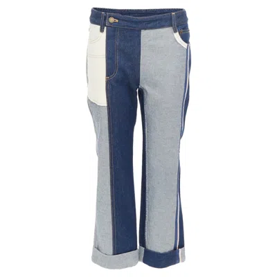 Monse Patchwork Flare Cropped Jeans In Blue
