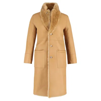 Joseph Brittany Reversible Coat In Brown Leather And Fur In Gold
