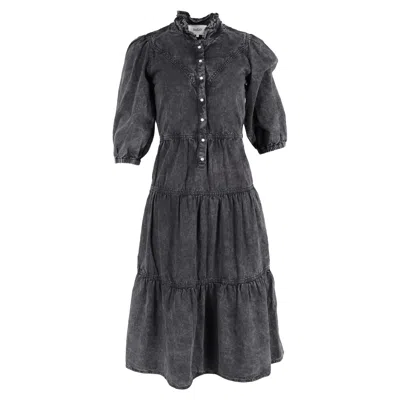 Ba&sh Ba & Sh Willow Tiered Midi Dress In Black Cotton Denim In Gray
